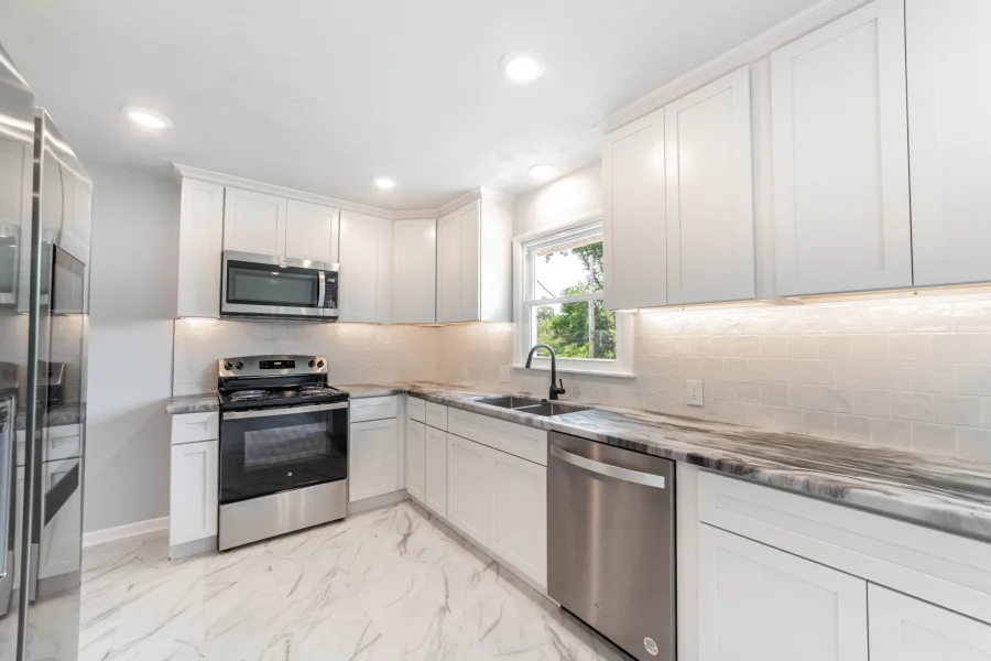 Kitchen with new under-cabinet and ceiling lighting