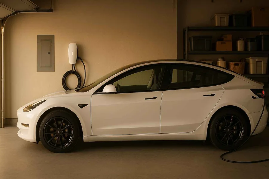 Electric vehicle charging in a home garage